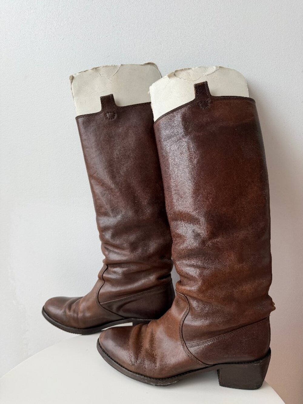 Vintage Dries Van Noten Brown Leather Riding Boots / Size 37.5